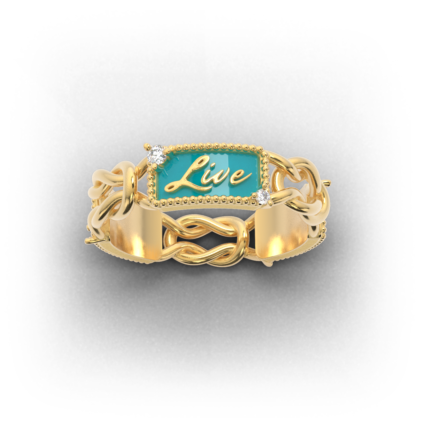 Live Laugh Love Gold Diamond Ring