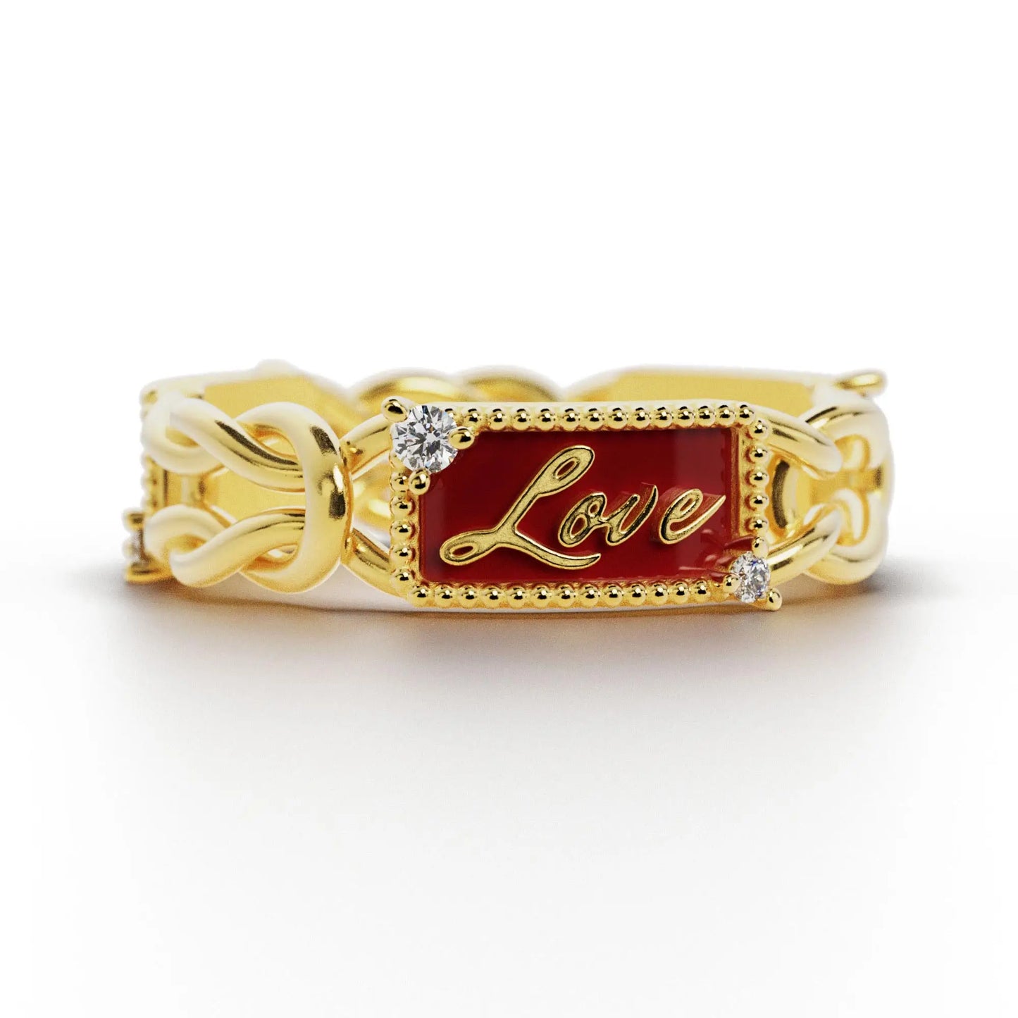 Live Laugh Love Gold Diamond Ring