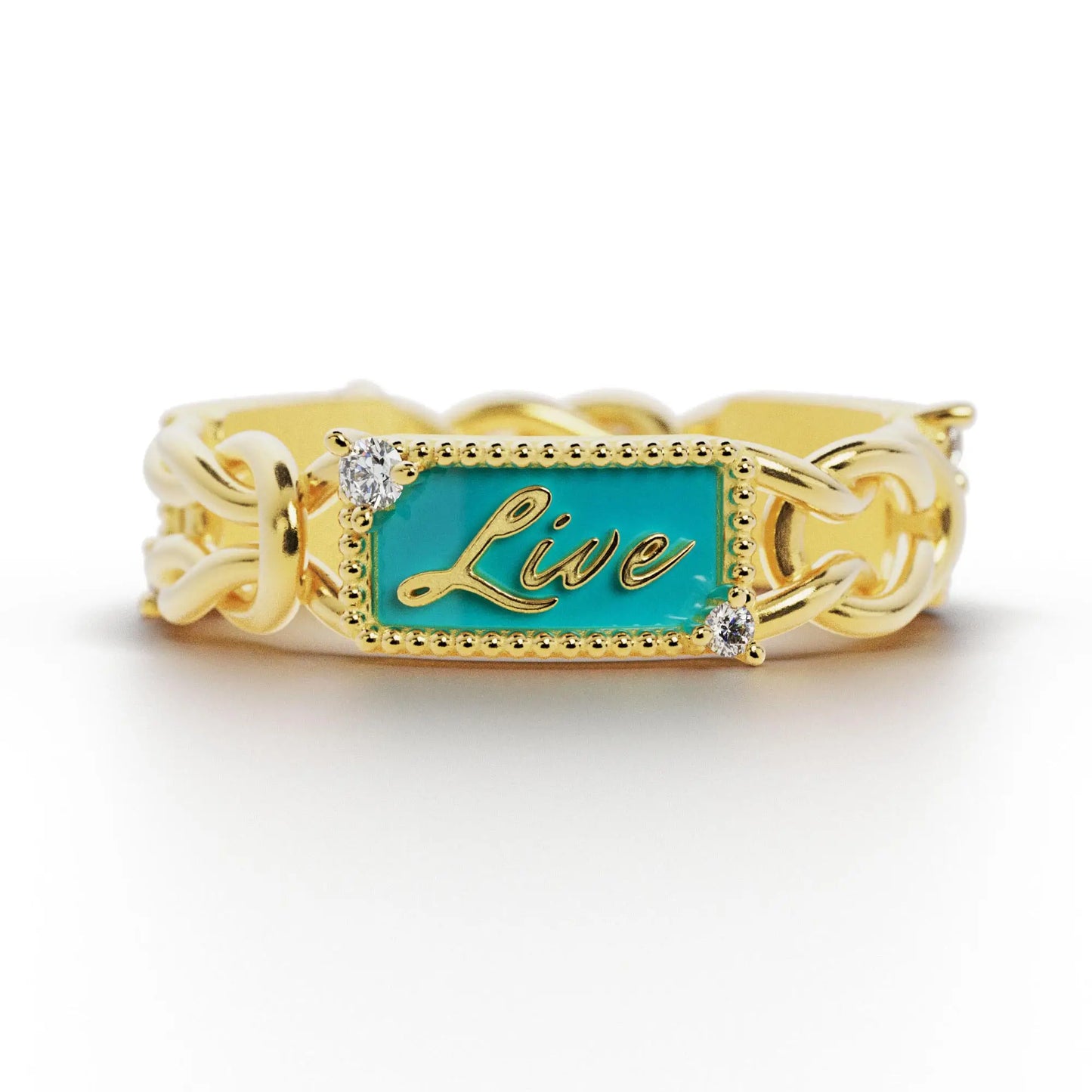 Live Laugh Love Gold Diamond Ring