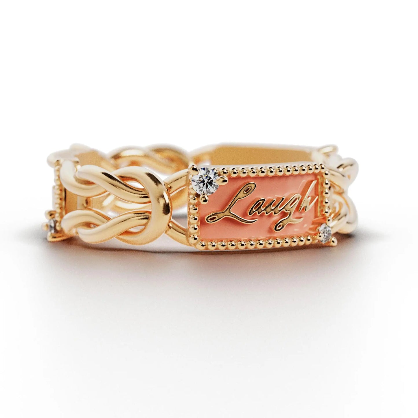 Live Laugh Love Gold Diamond Ring