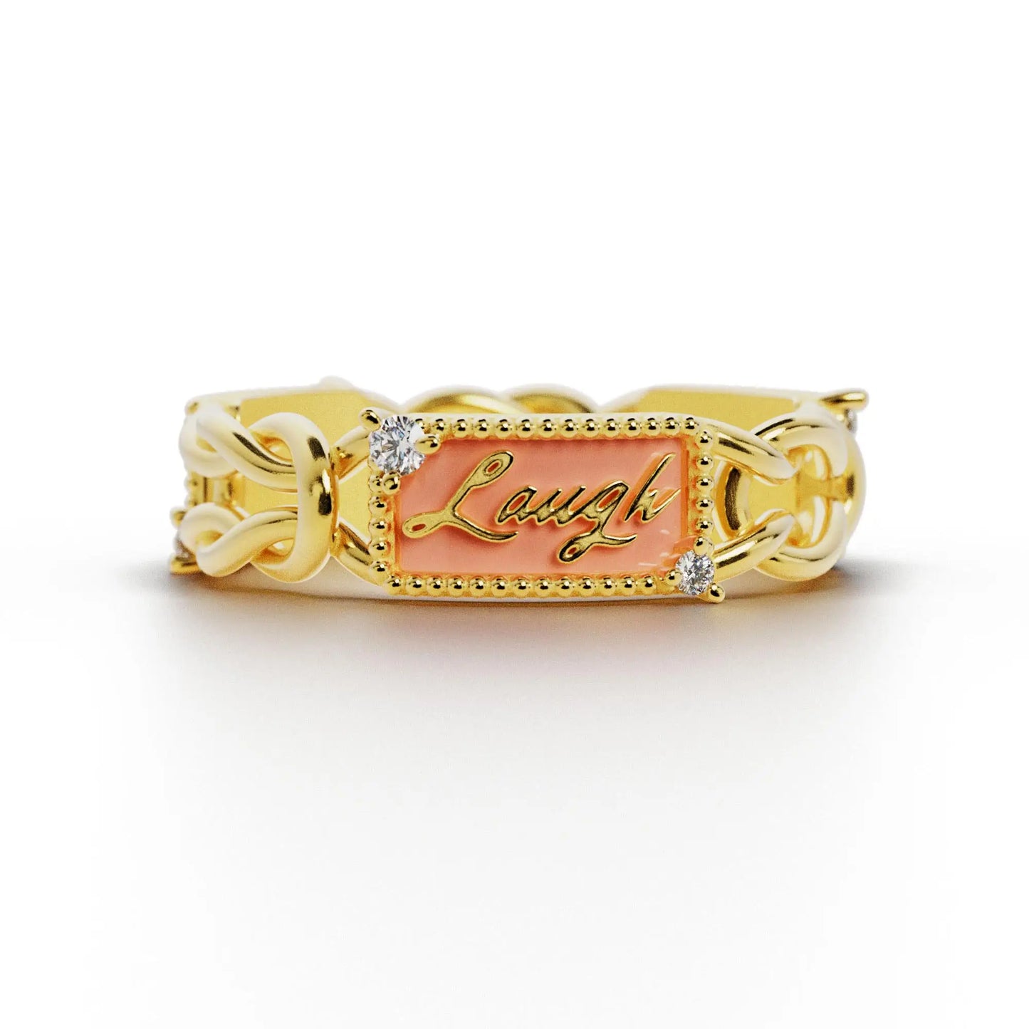 Live Laugh Love Gold Diamond Ring