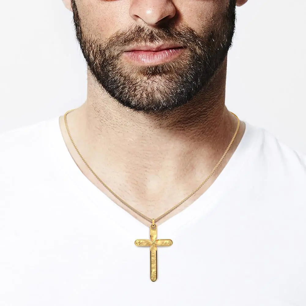 Men's gold cross pendant necklace made in Italy