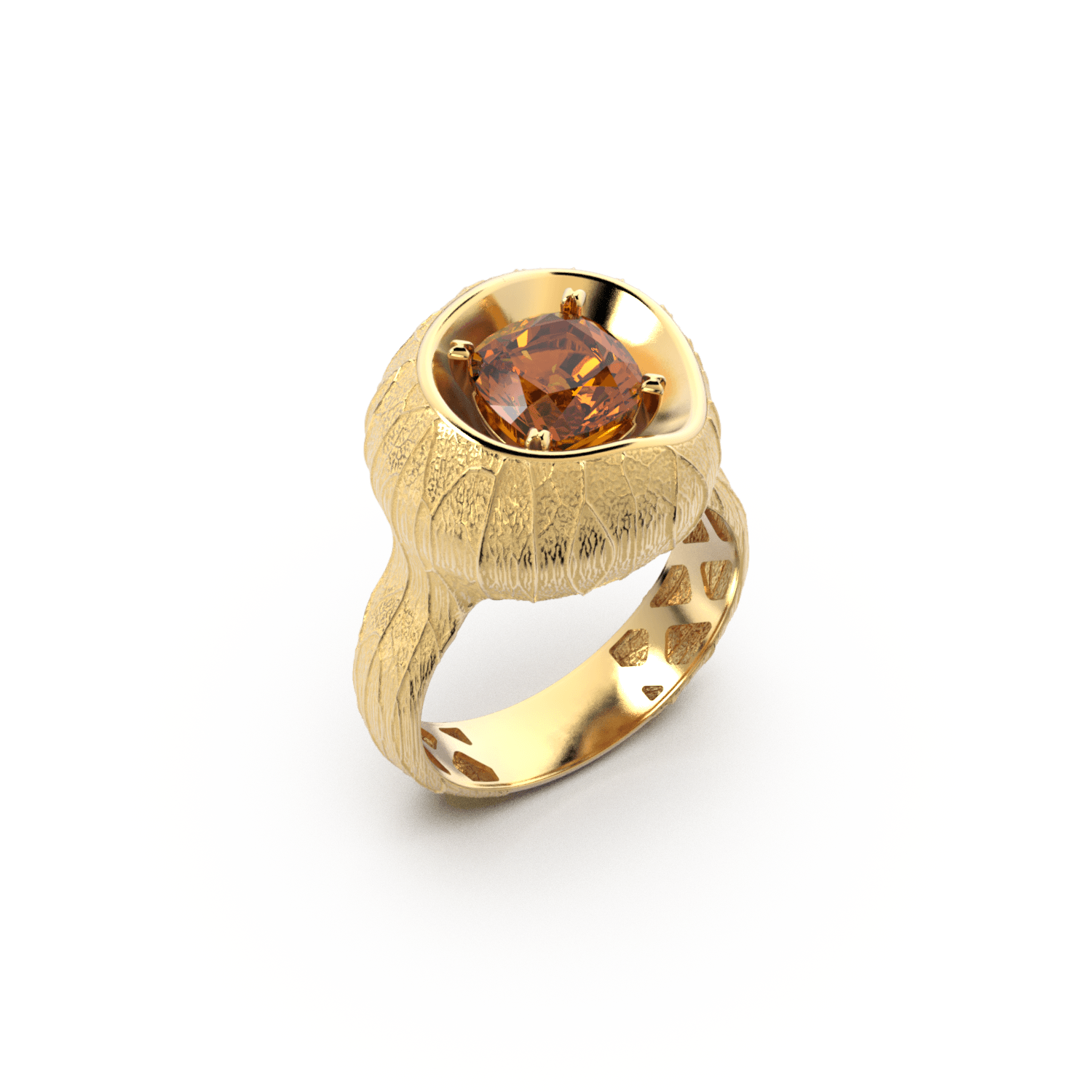 Madeira citrine gold ring made in Italy by Oltremare Gioielli