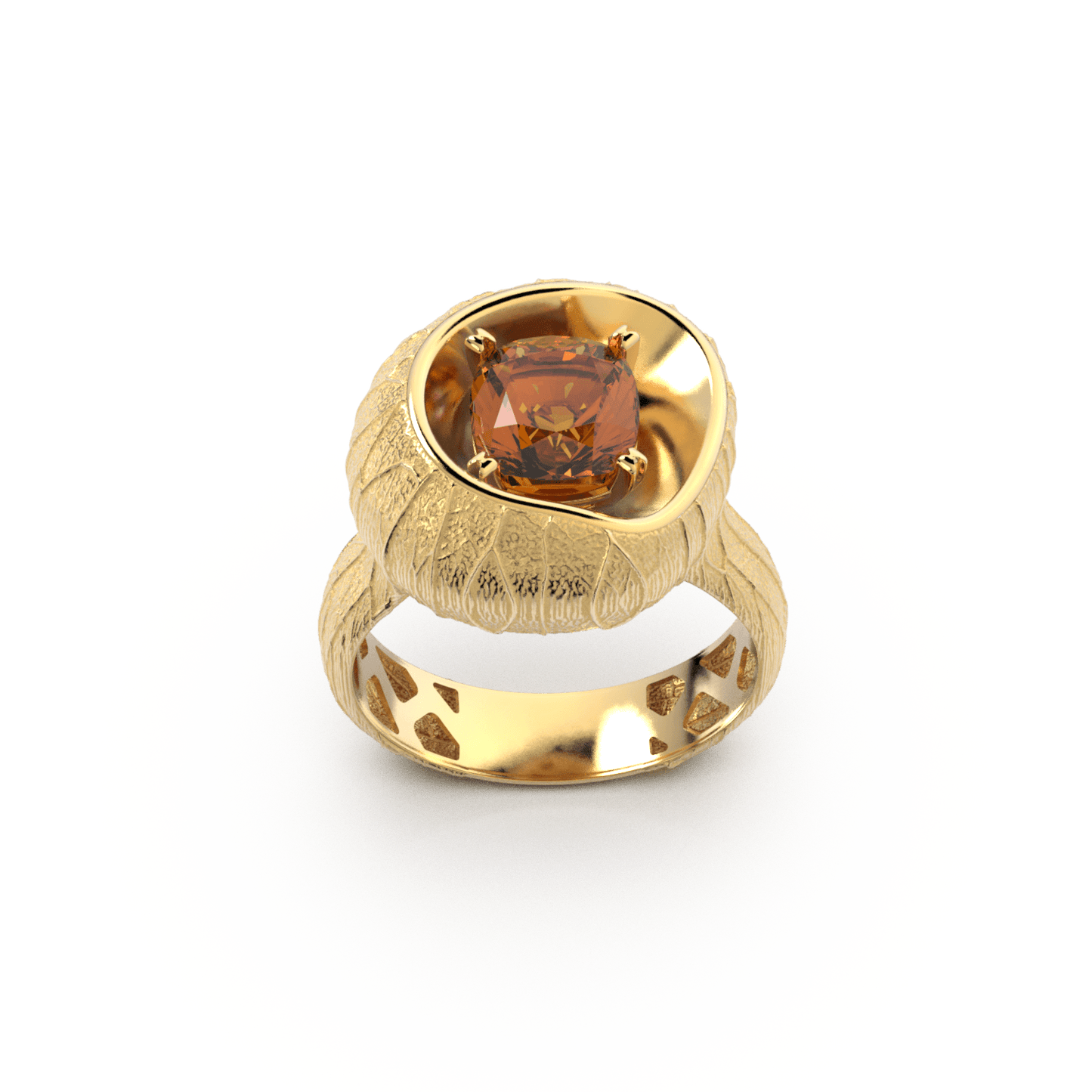 Madeira citrine gold ring made in Italy by Oltremare Gioielli