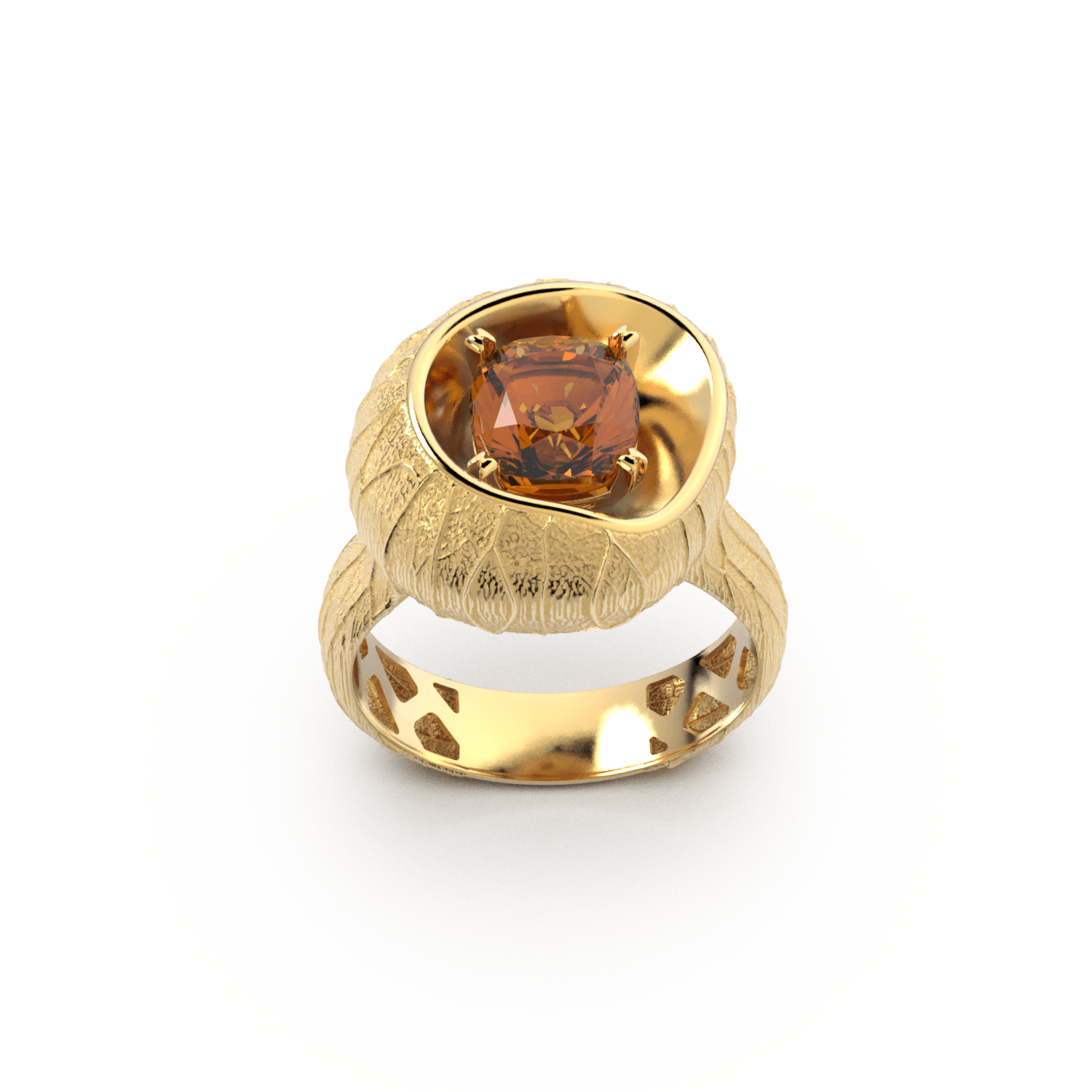 Madeira citrine gold ring made in Italy by Oltremare Gioielli