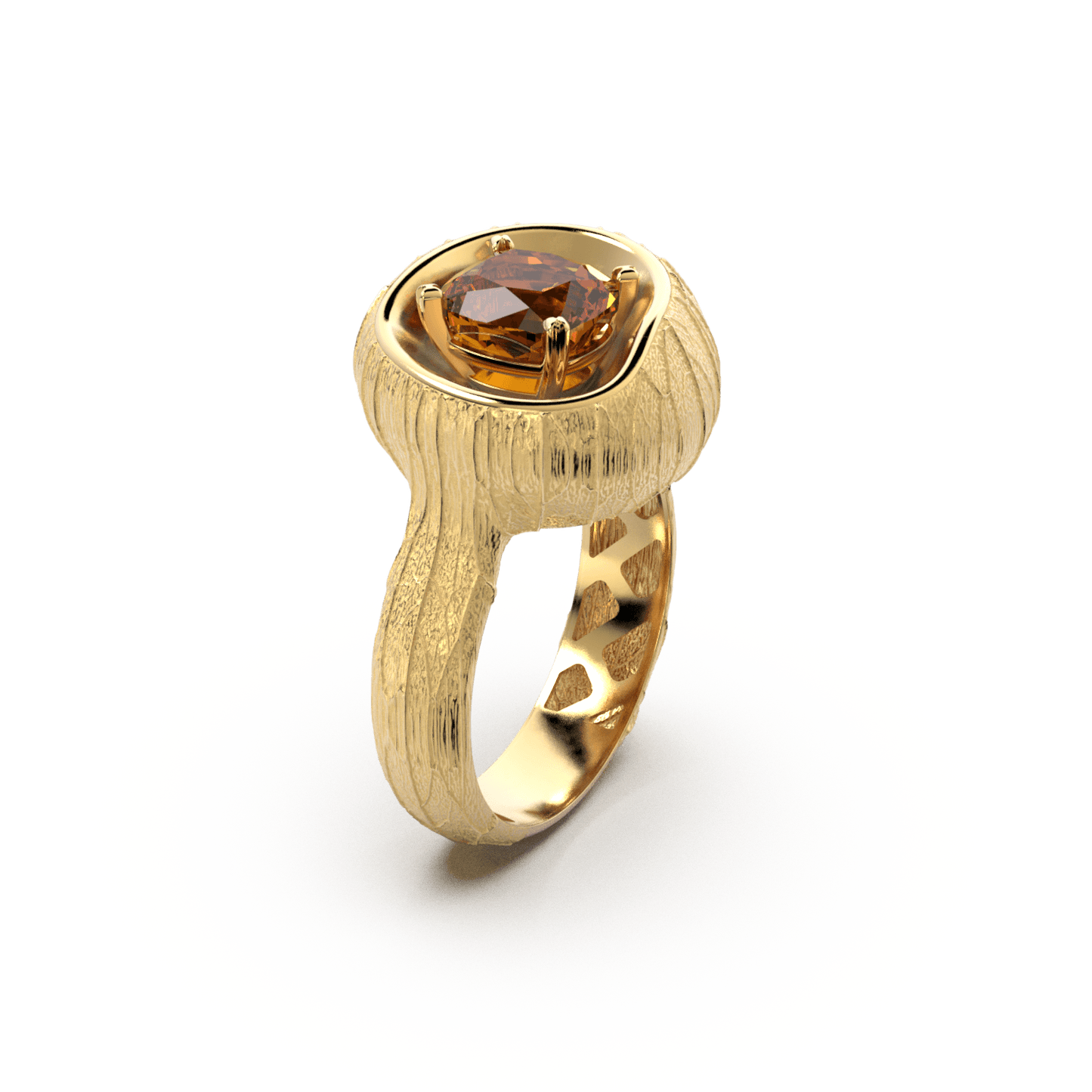 Madeira citrine gold ring made in Italy by Oltremare Gioielli