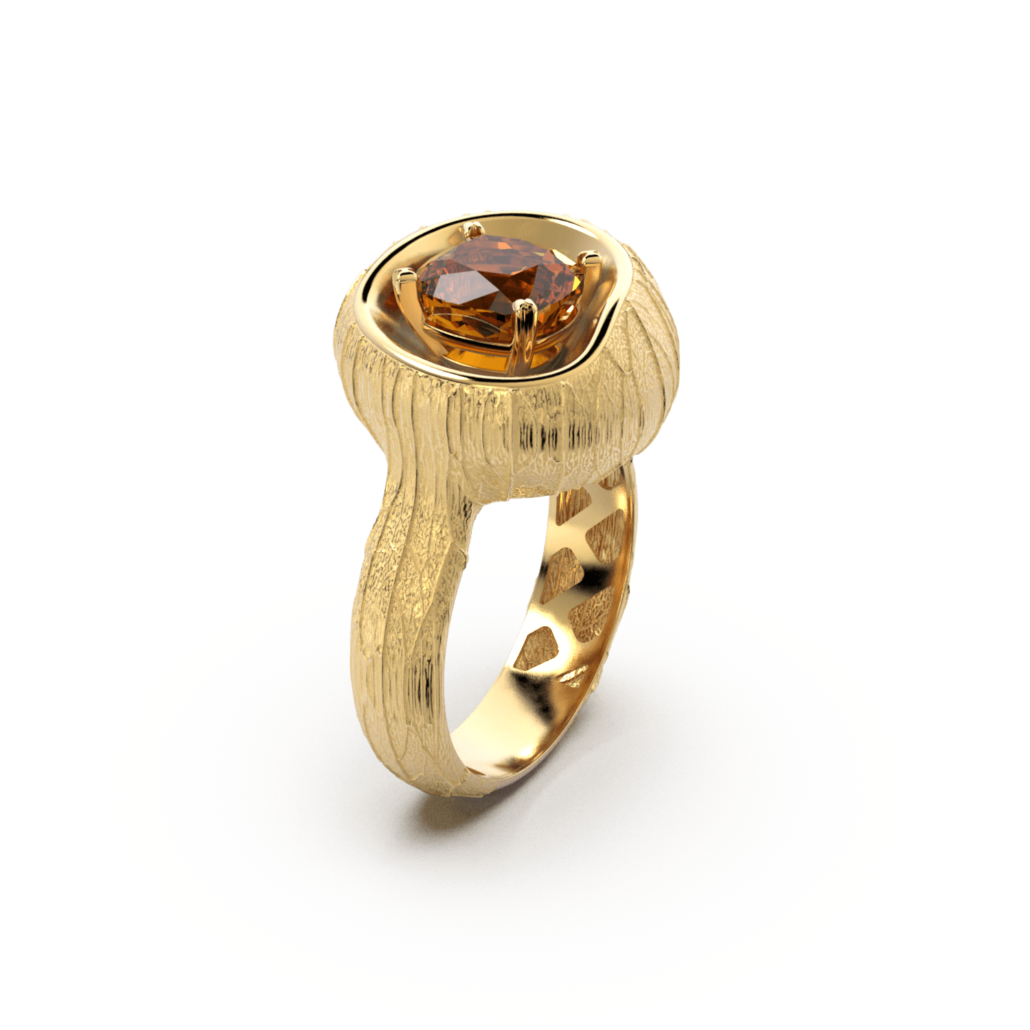 Madeira citrine gold ring made in Italy by Oltremare Gioielli