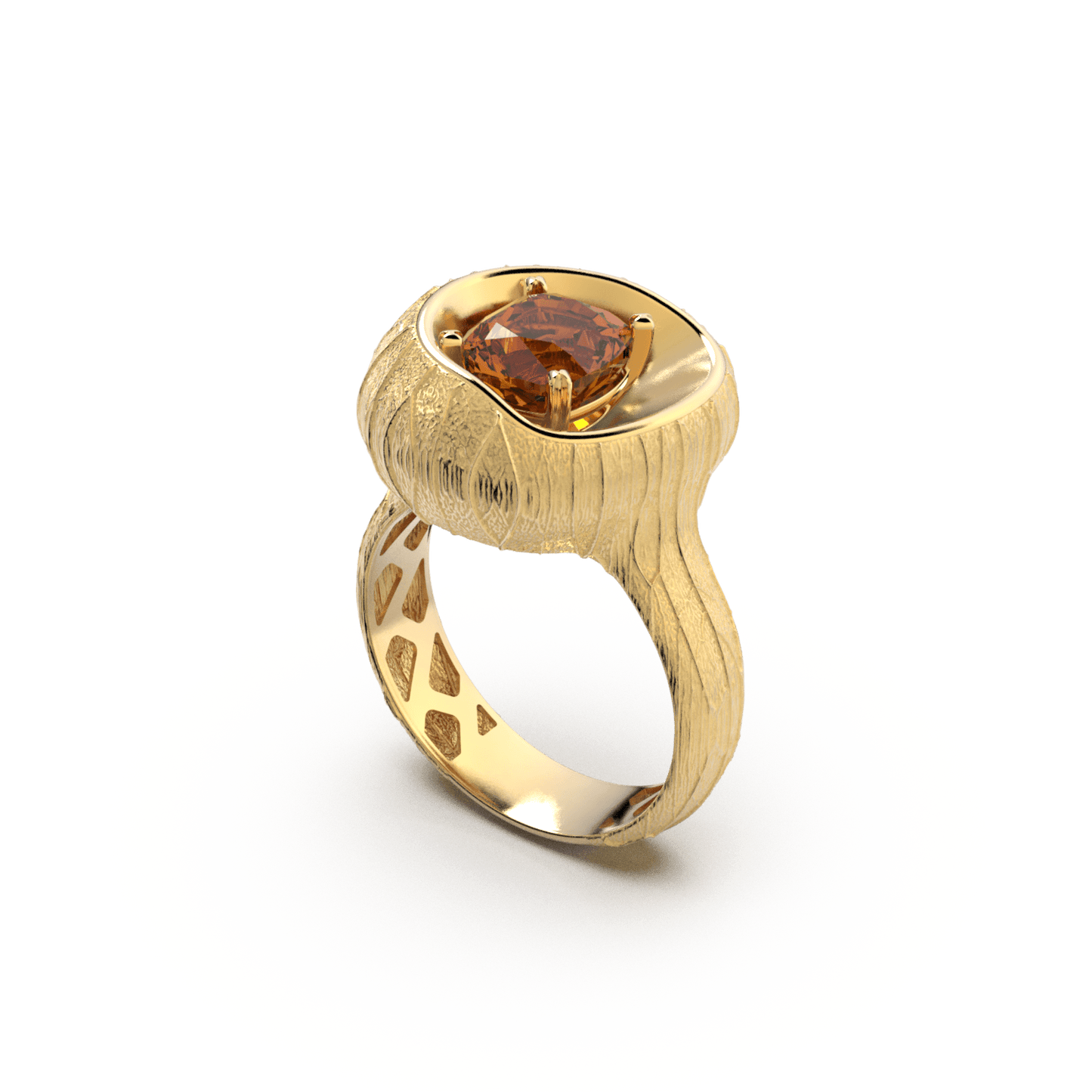 Madeira citrine gold ring made in Italy by Oltremare Gioielli