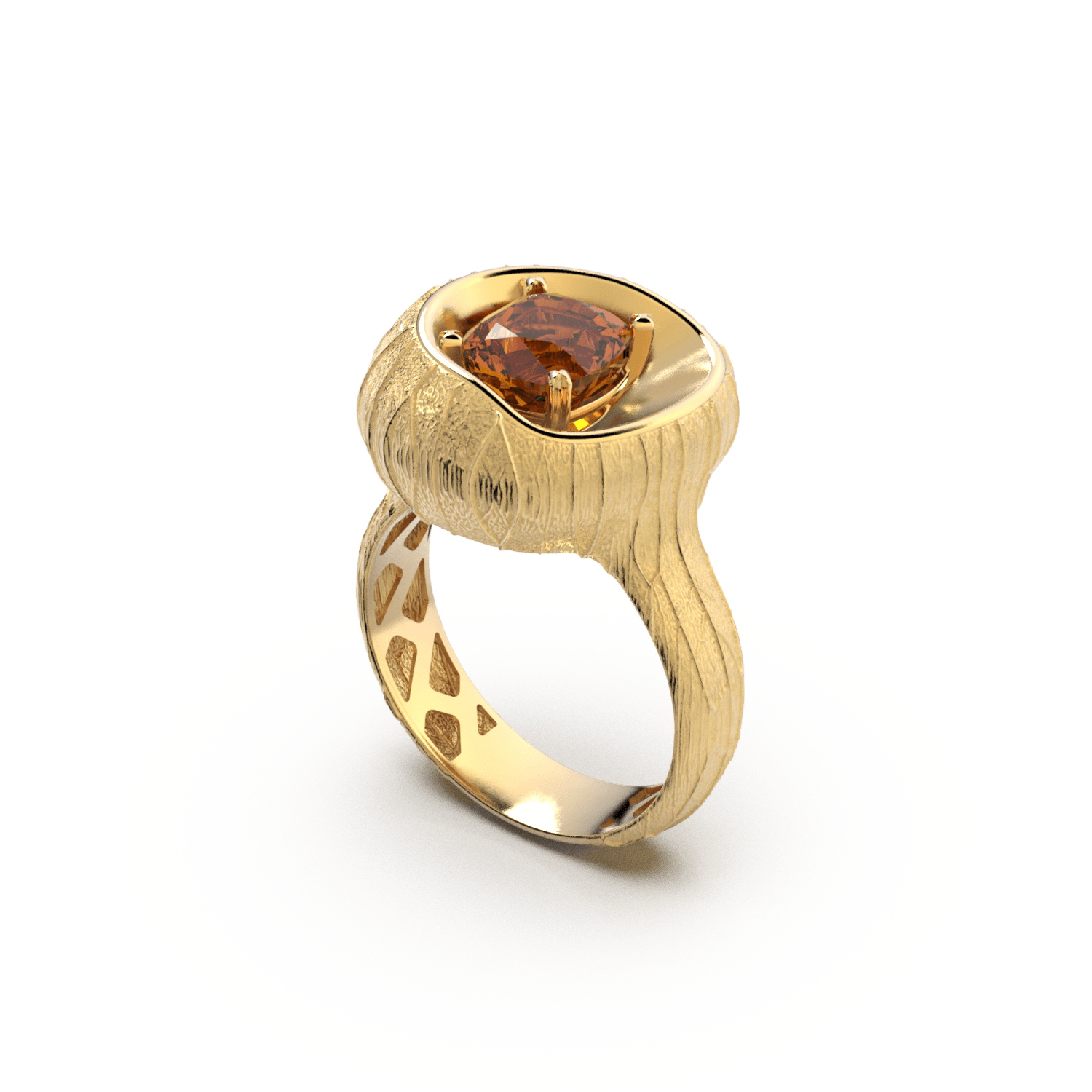 Madeira citrine gold ring made in Italy by Oltremare Gioielli