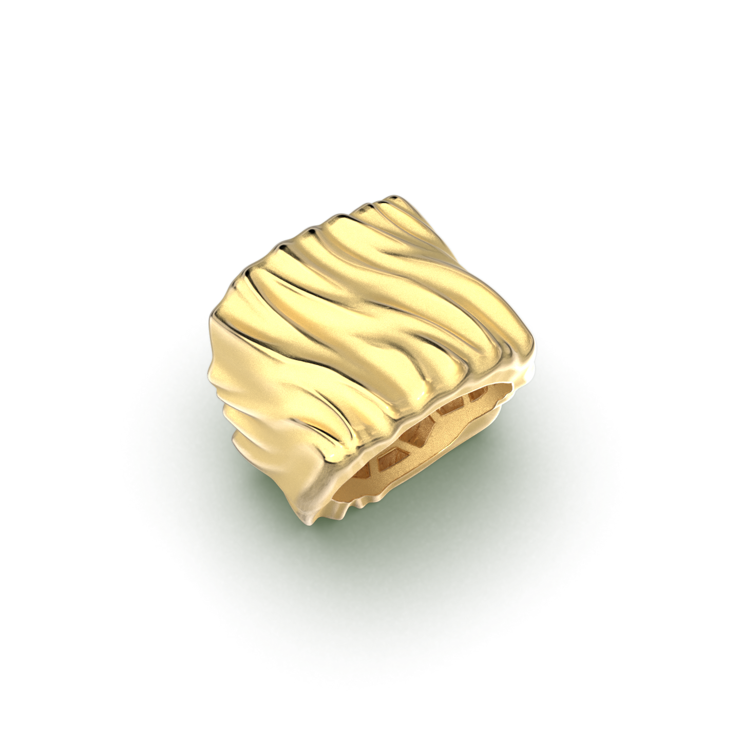 Chunky Gold Ring Sculptural Band Made in Italy