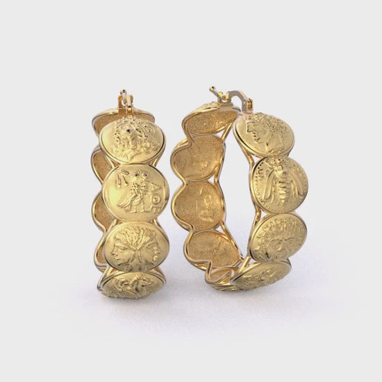 Coin Gold Hoop Earrings Made in Italy by Oltremare Gioielli