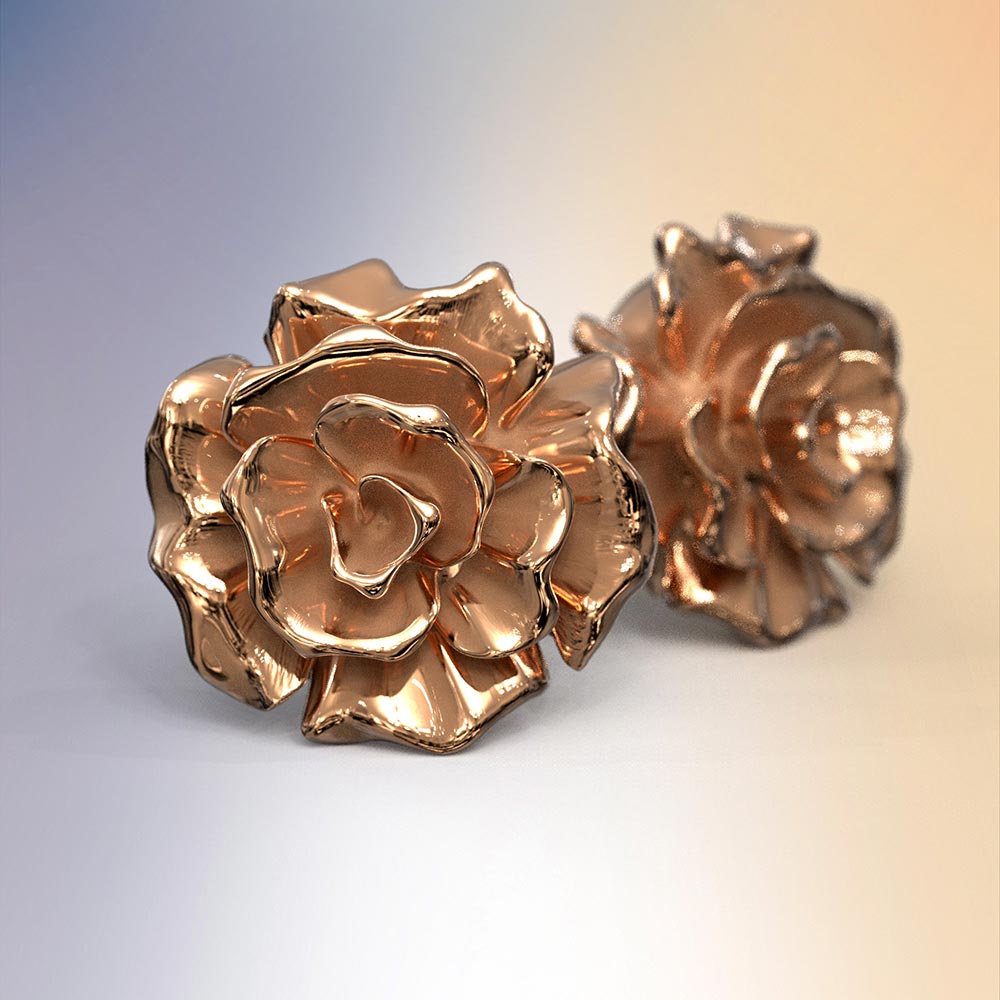 Italian Elegance: Rose-Shaped Gold Stud Earrings