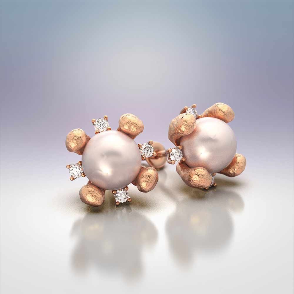 Pearl and Diamond Gold Earrings - Oltremare Gioielli