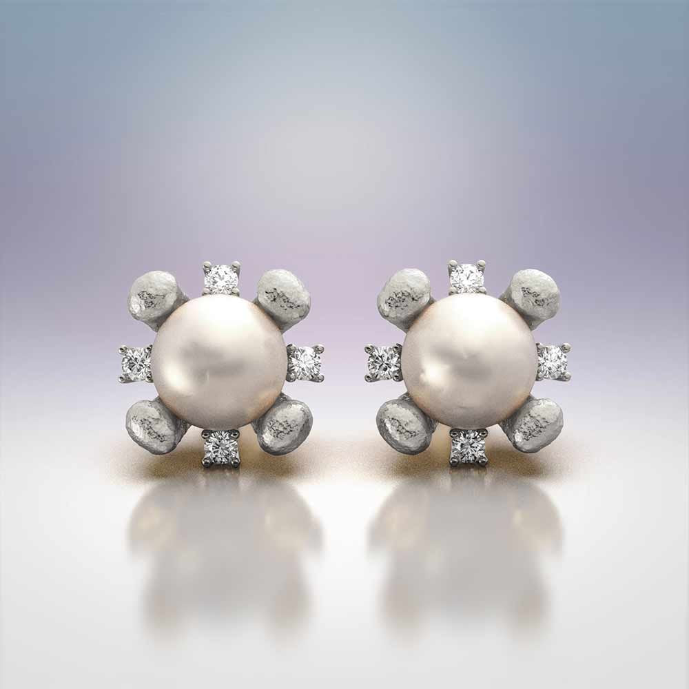 Pearl and Diamond Gold Earrings - Oltremare Gioielli