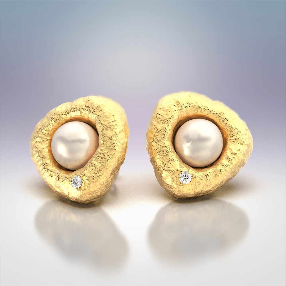 Pearl and Diamond Earrings Made in Italy - Oltremare Gioielli