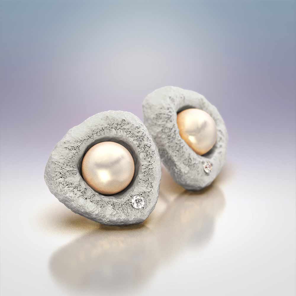 Pearl and Diamond Earrings Made in Italy - Oltremare Gioielli