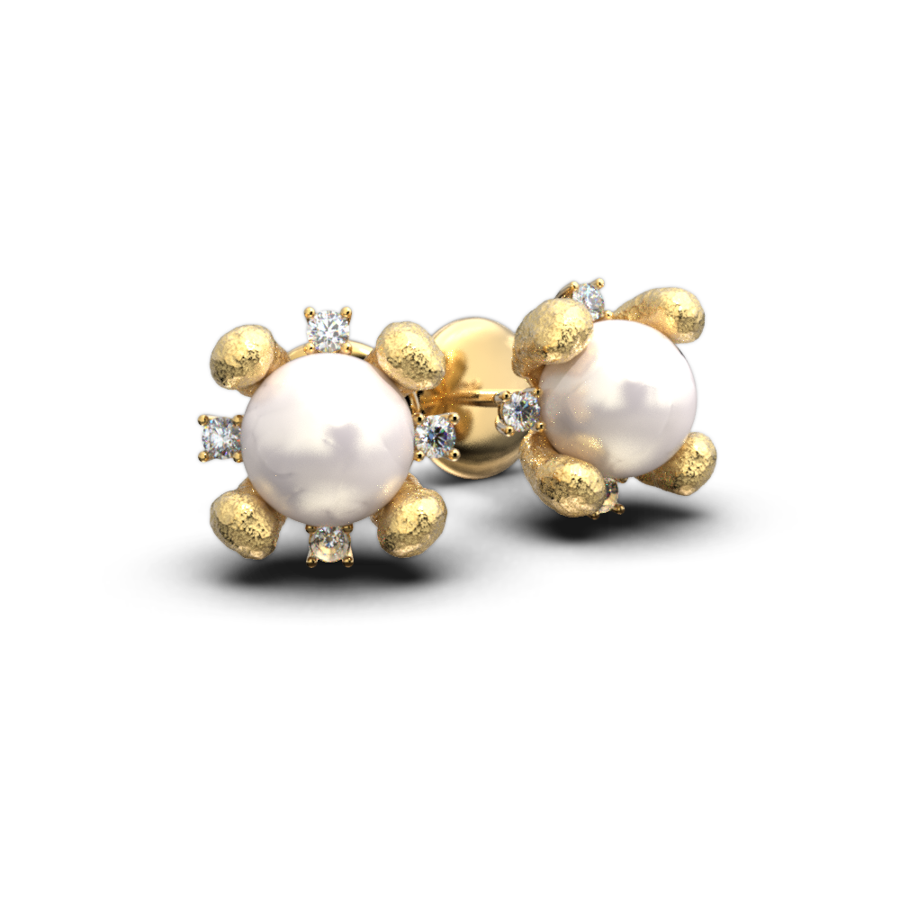 Pearl and Diamond Gold Earrings - Oltremare Gioielli