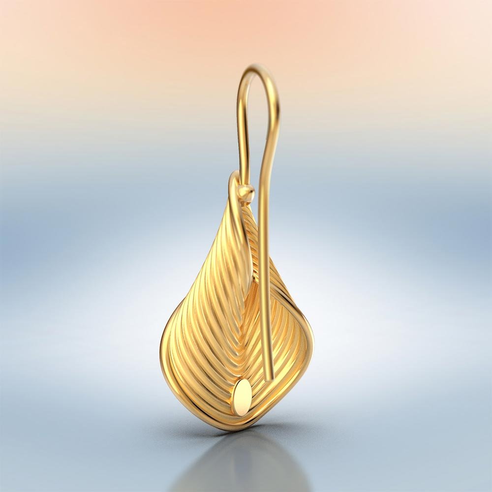 Tiny Elegant Gold Hook Earrings - Oltremare Gioielli