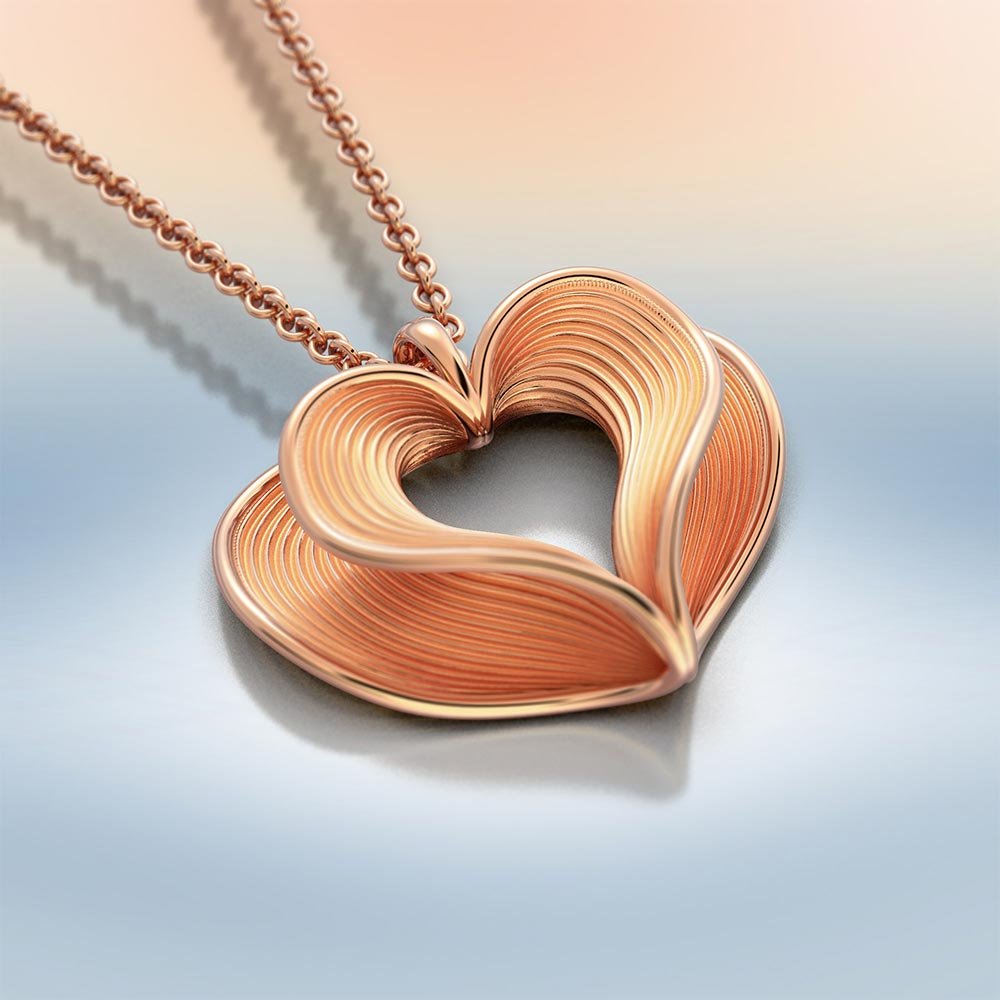 Gold Heart Pendant Necklace - Oltremare Gioielli