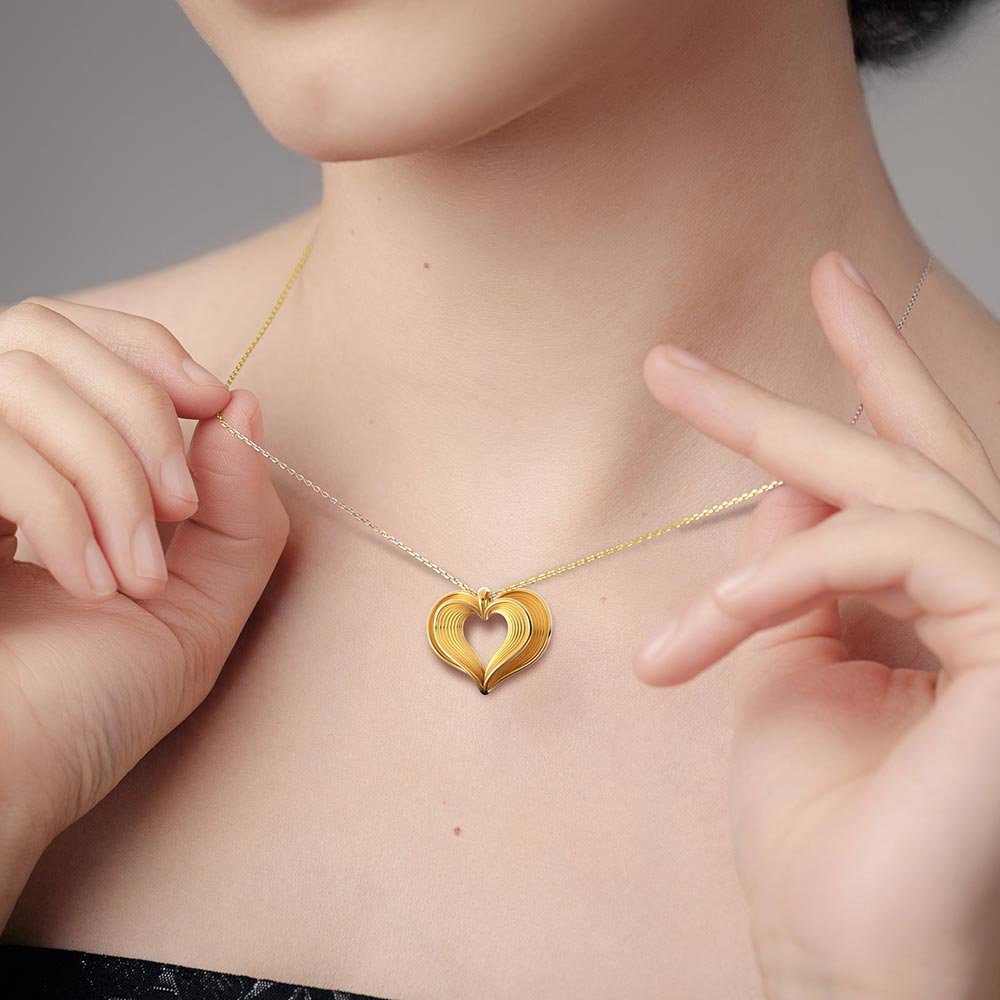 Gold Heart Pendant Necklace - Oltremare Gioielli