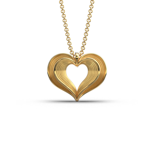 Gold Heart Pendant Necklace - Oltremare Gioielli