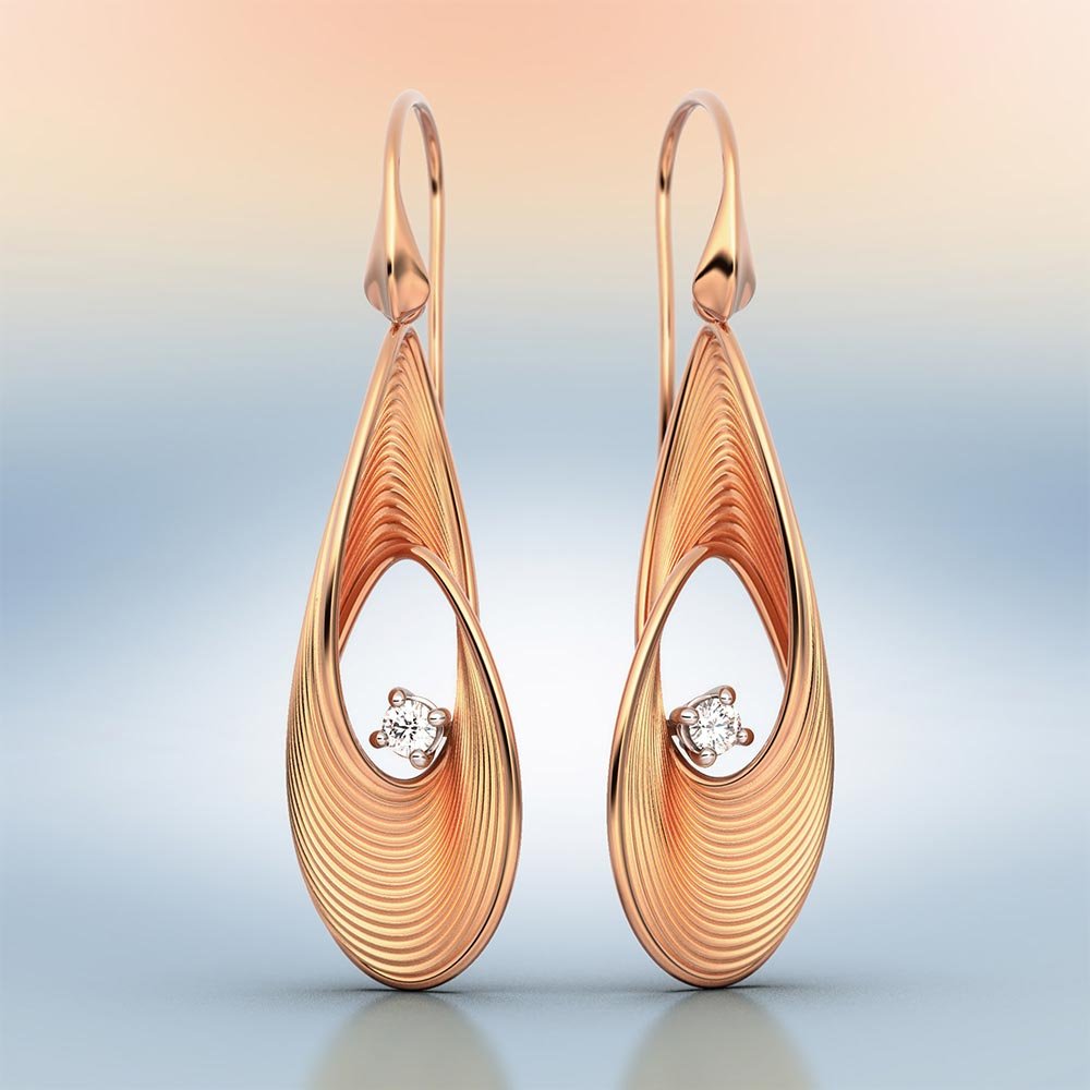 Diamond Drop Earrings Crafted in Italy - Oltremare Gioielli