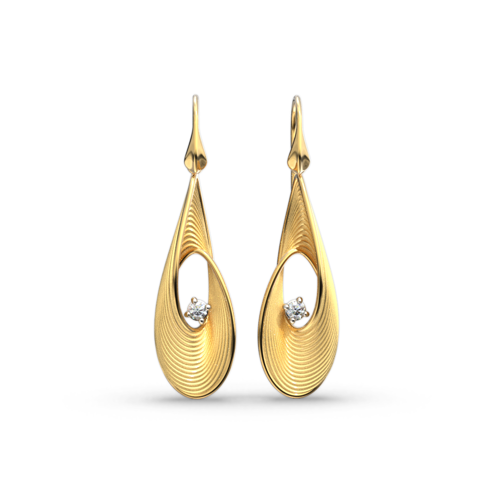 Diamond Drop Earrings Crafted in Italy - Oltremare Gioielli