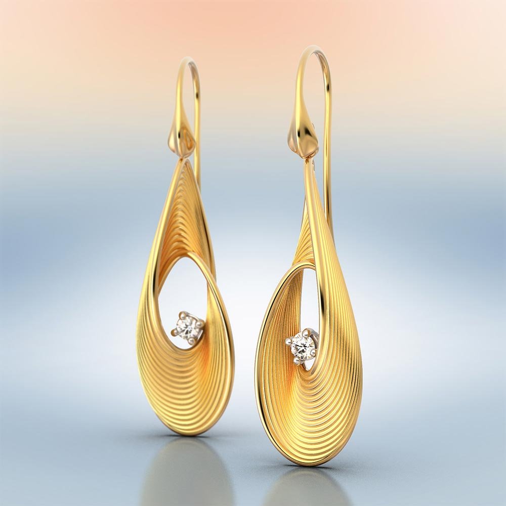 Diamond Drop Earrings Crafted in Italy - Oltremare Gioielli