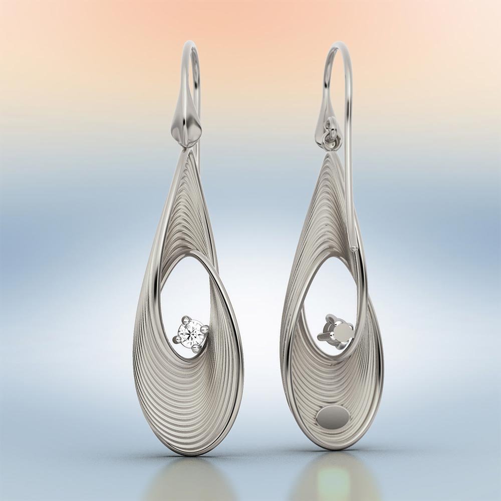 Diamond Drop Earrings Crafted in Italy - Oltremare Gioielli