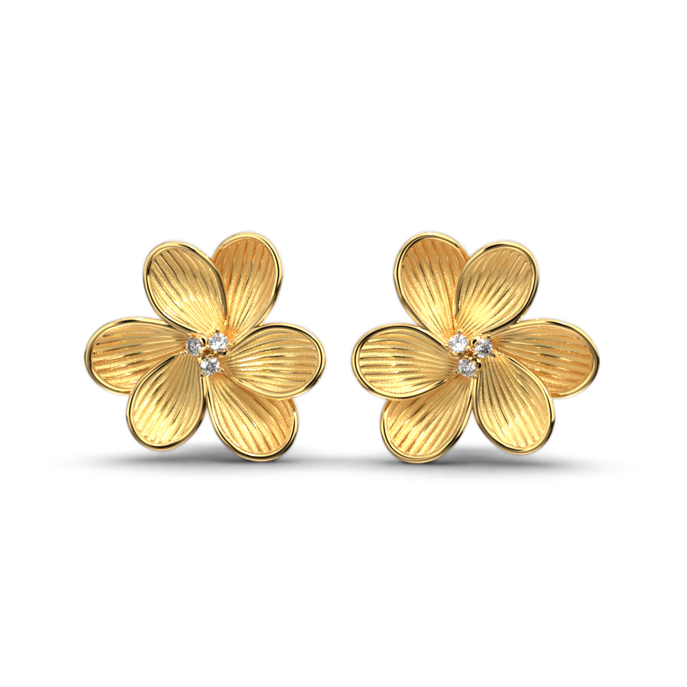 Gold Diamond Flower Earrings - Oltremare Gioielli