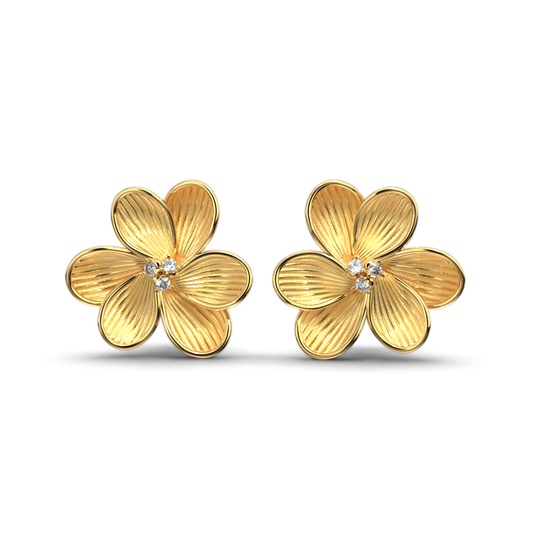 Gold Diamond Flower Earrings - Oltremare Gioielli