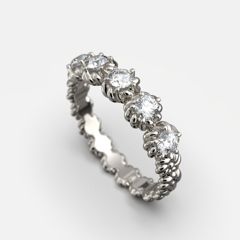 Eternity Gold Five Diamonds Ring - Oltremare Gioielli