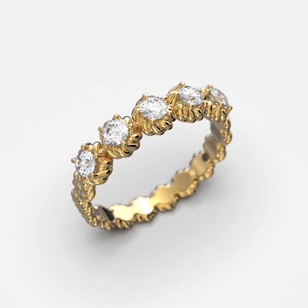 Eternity Gold Five Diamonds Ring - Oltremare Gioielli