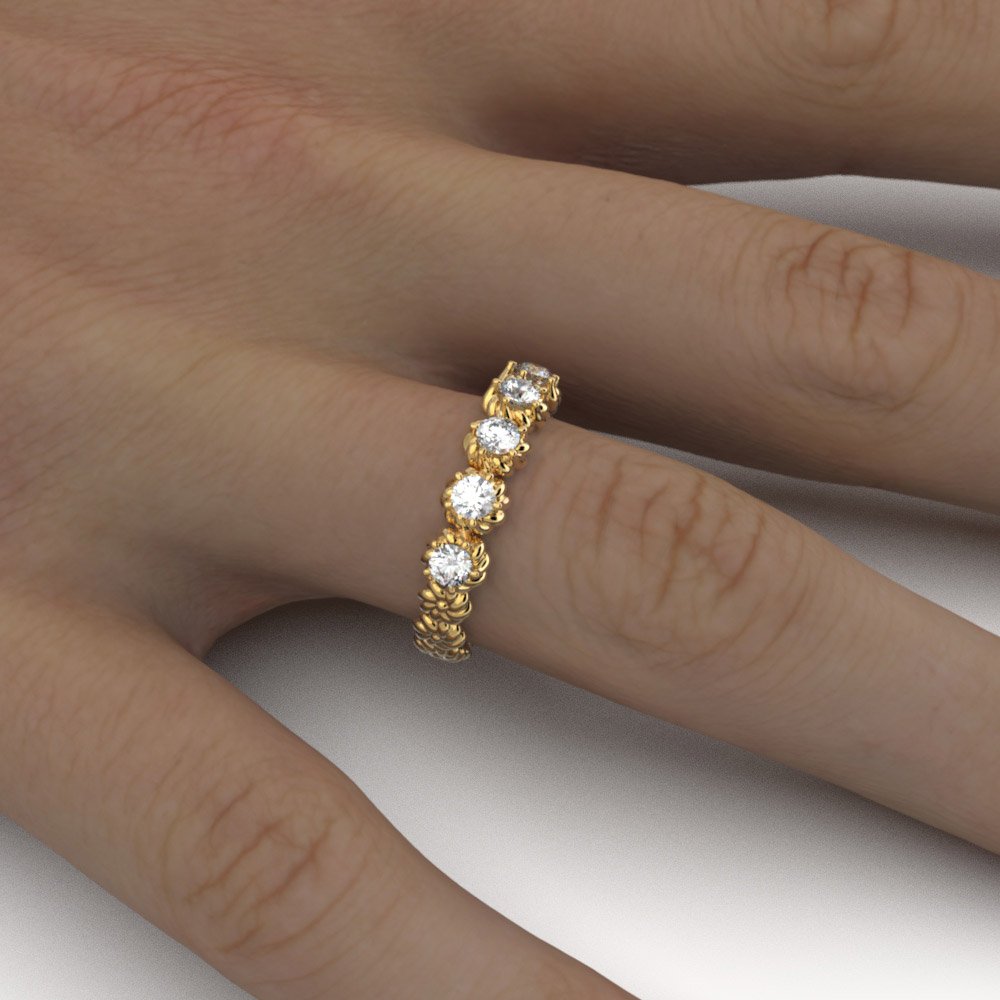 Eternity Gold Five Diamonds Ring - Oltremare Gioielli