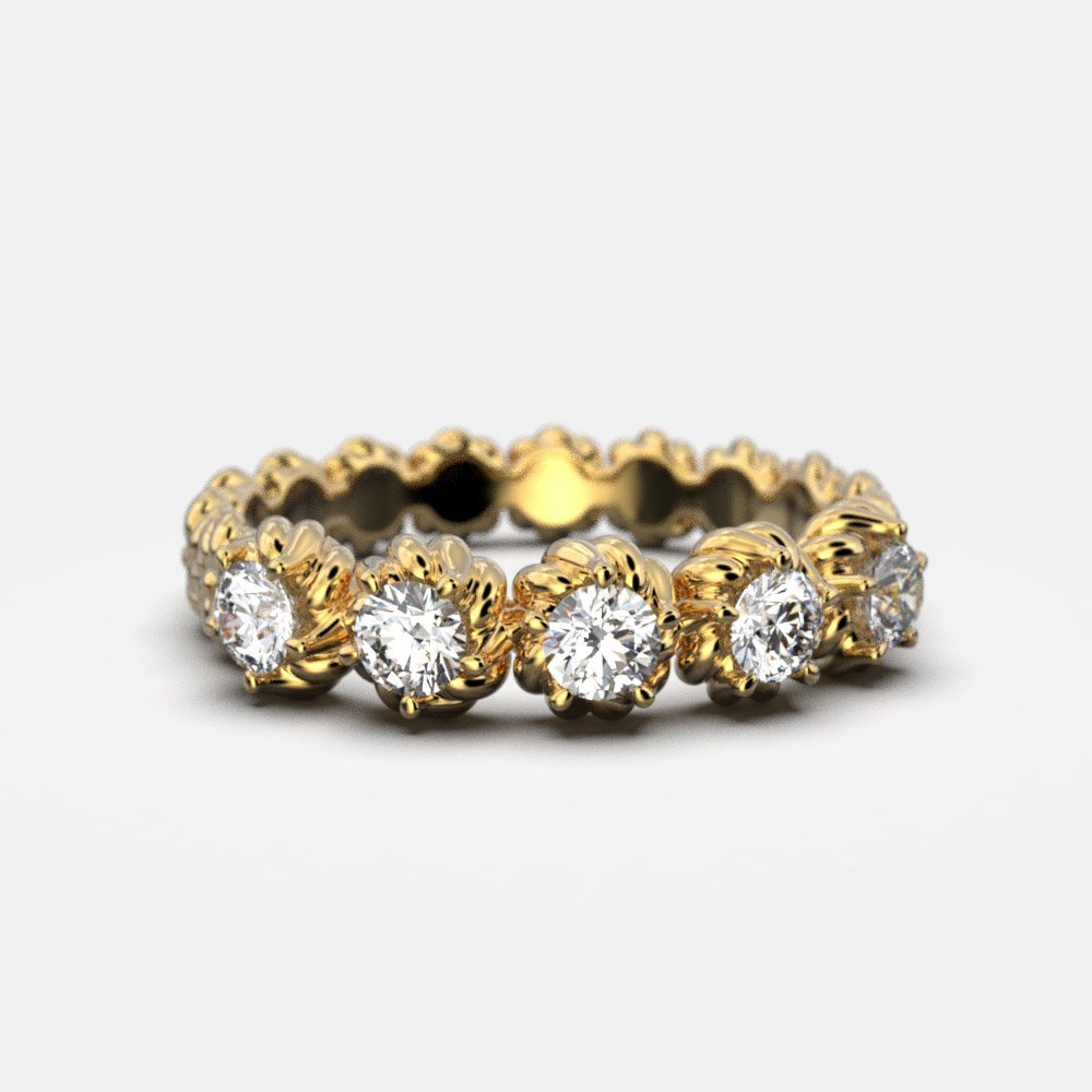 Eternity Gold Five Diamonds Ring - Oltremare Gioielli