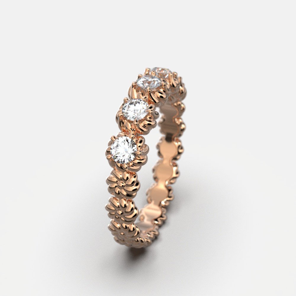 Eternity Gold Five Diamonds Ring - Oltremare Gioielli