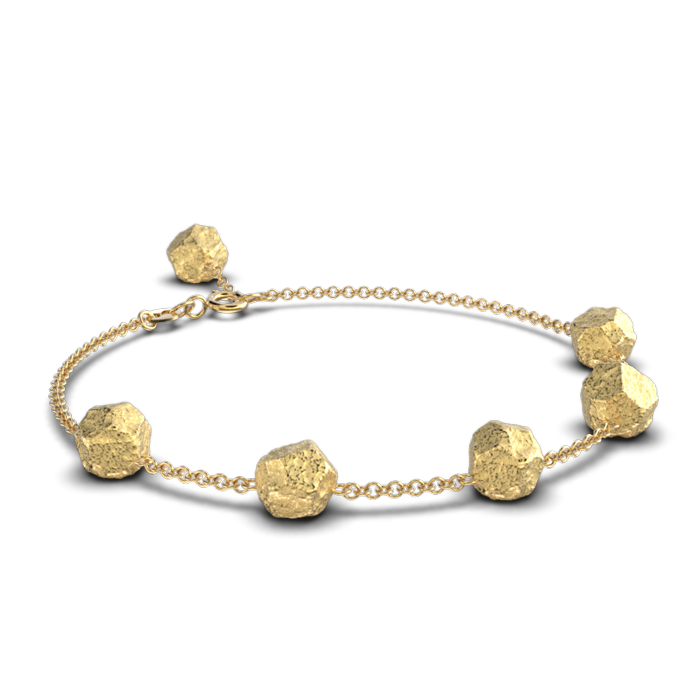 Italian Gold Bracelet with Six Bead - Oltremare Gioielli