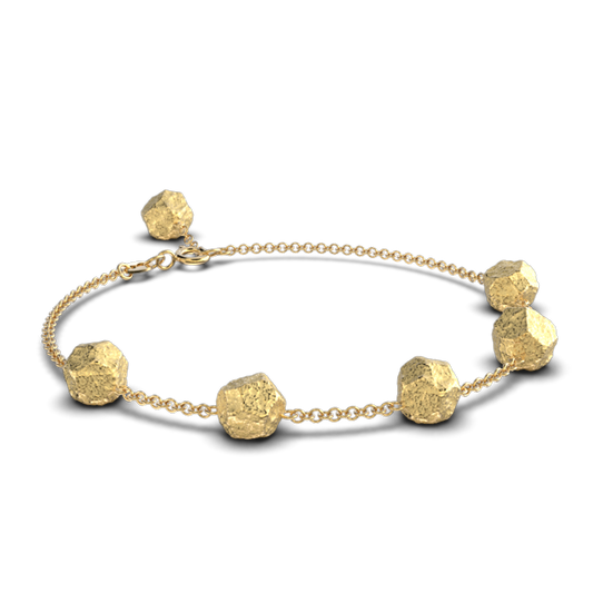 Italian Gold Bracelet with Six Bead - Oltremare Gioielli