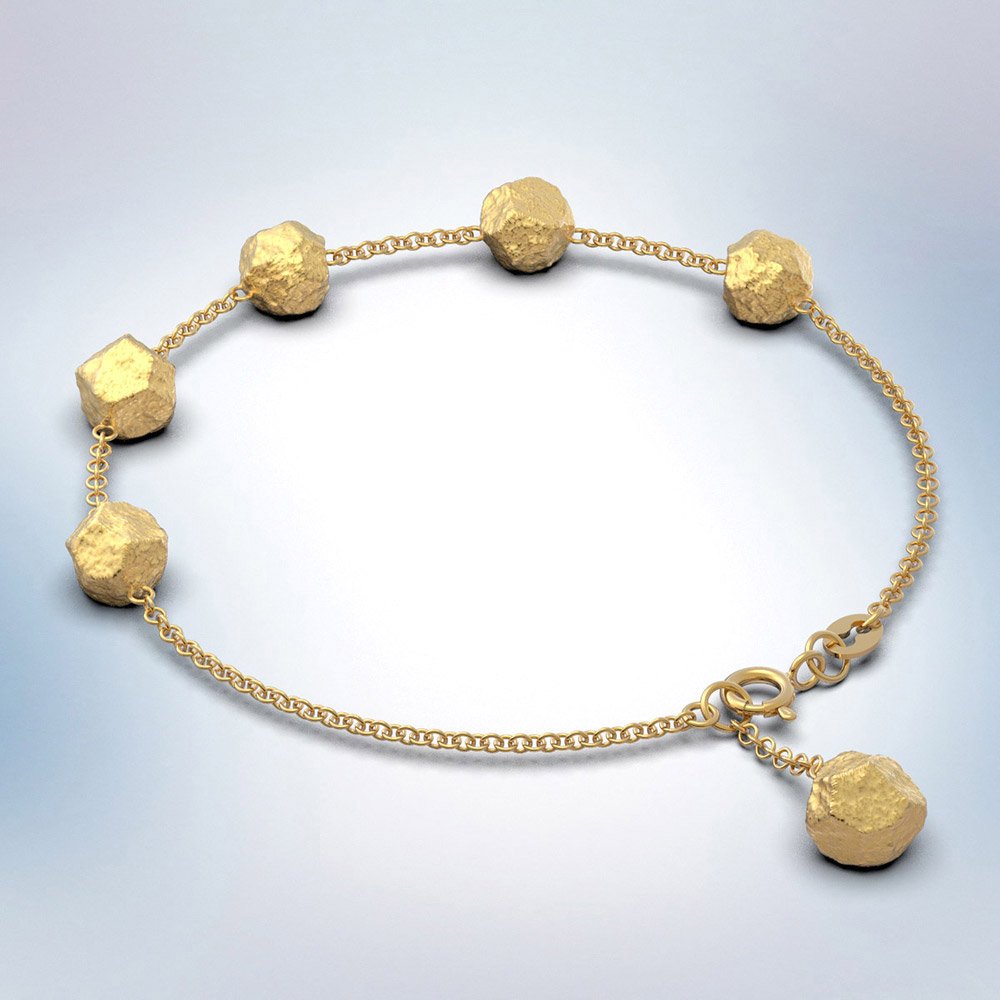 Italian Gold Bracelet with Six Bead - Oltremare Gioielli