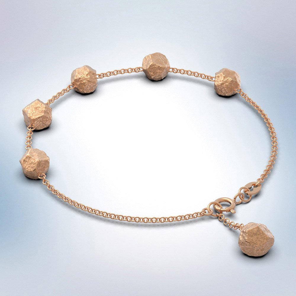 Italian Gold Bracelet with Six Bead - Oltremare Gioielli