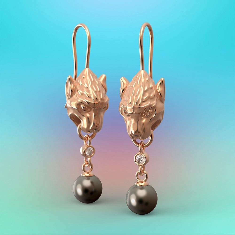 Gothic Gargoyle Pearl And Diamond Earrings - Oltremare Gioielli