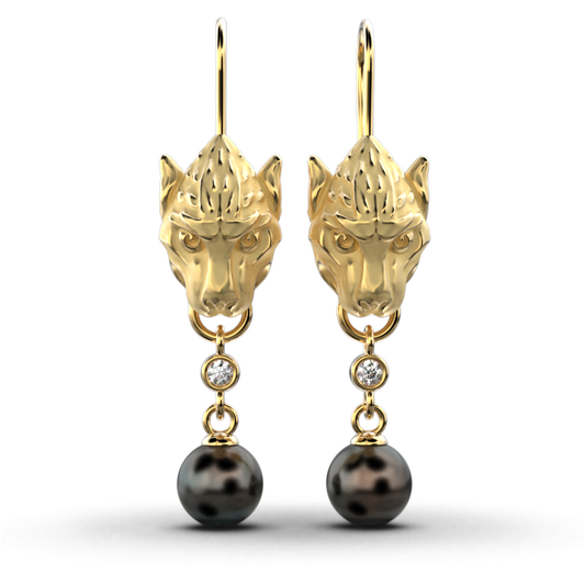 Gothic Gargoyle Pearl And Diamond Earrings - Oltremare Gioielli