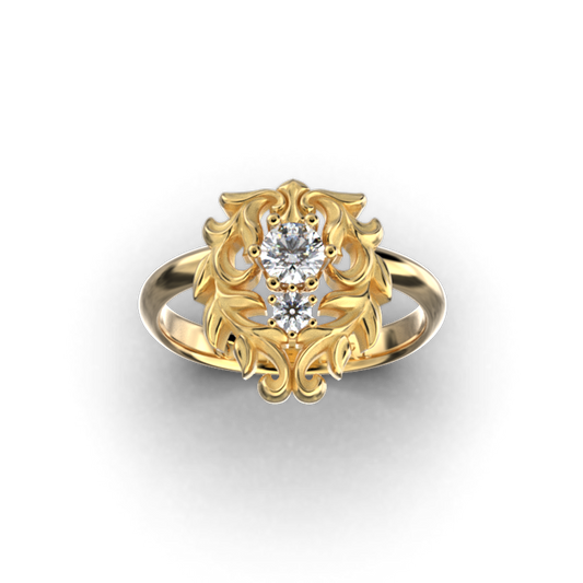 Baroque Style Diamond Ring made in Italy - Oltremare Gioielli