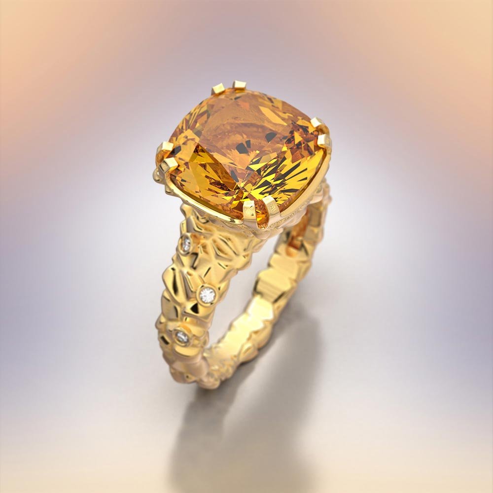 Stunning Gemstone Ring With Diamonds - Oltremare Gioielli