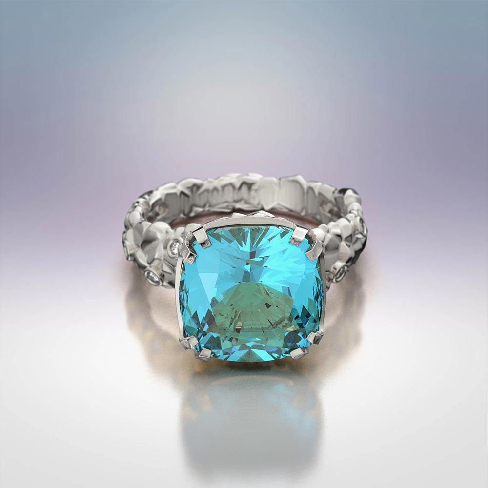 Stunning Gemstone Ring With Diamonds - Oltremare Gioielli