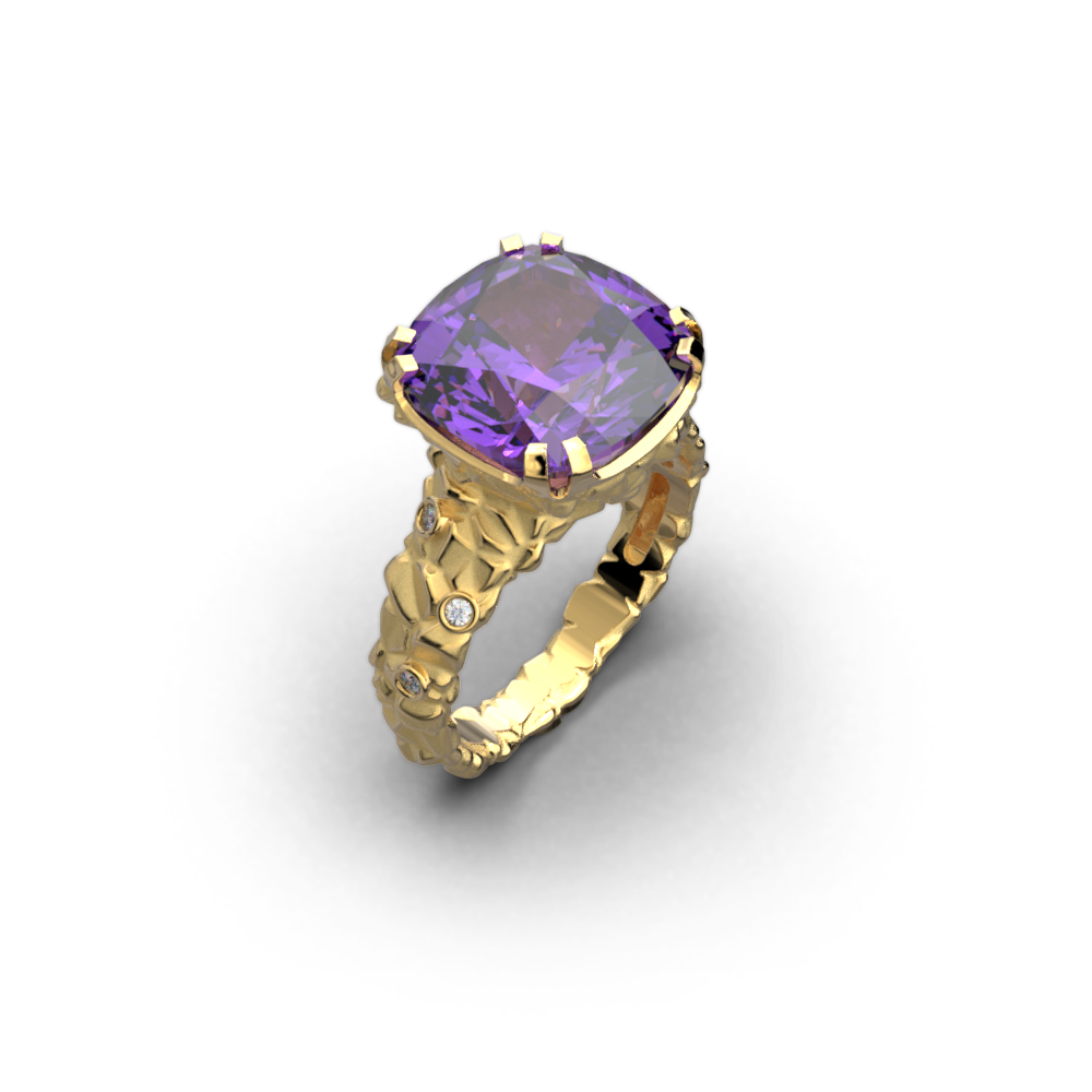 Stunning Gemstone Ring With Diamonds - Oltremare Gioielli