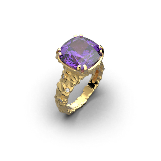 Stunning Gemstone Ring With Diamonds - Oltremare Gioielli