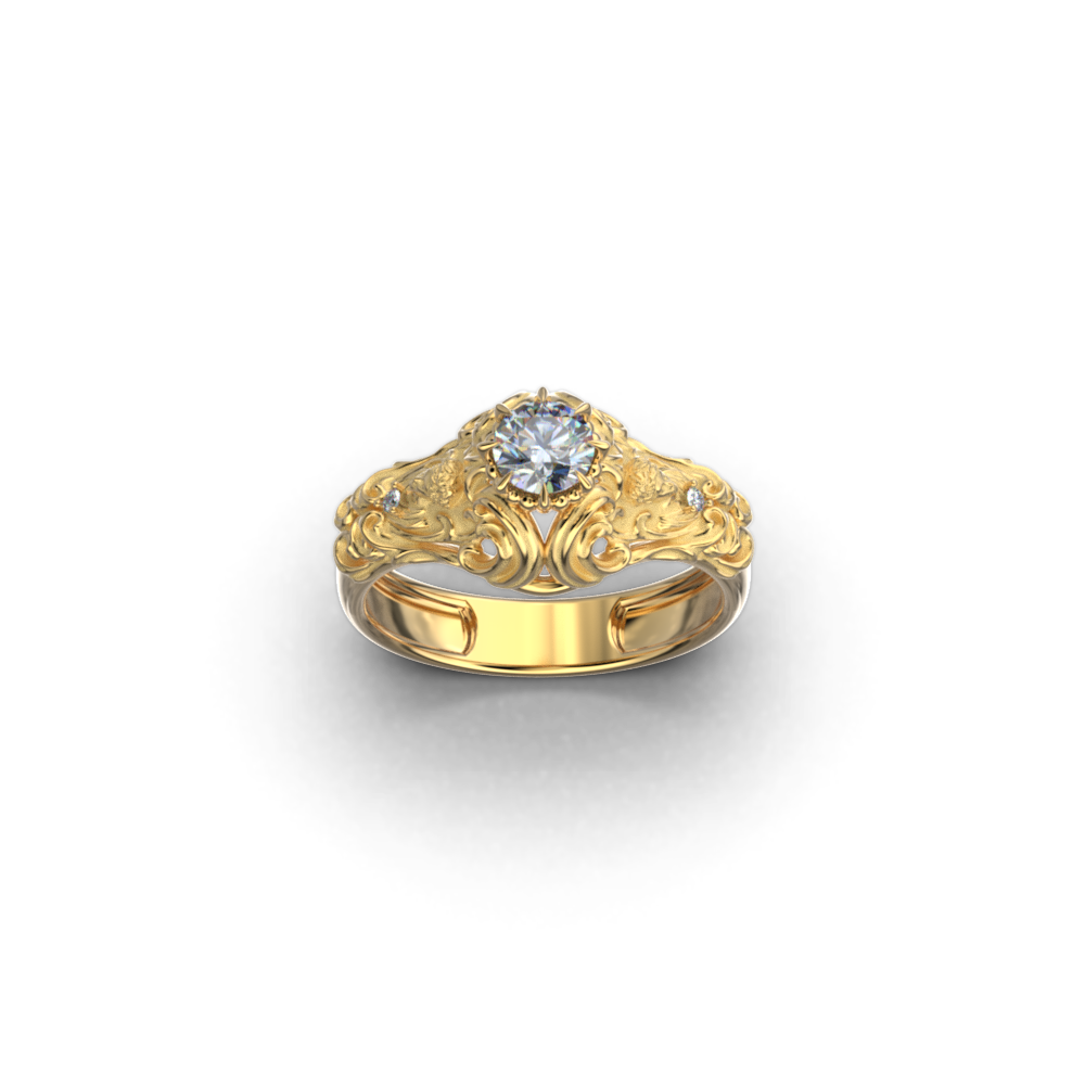 Renaissance Style Engagement Diamond Ring - Oltremare Gioielli