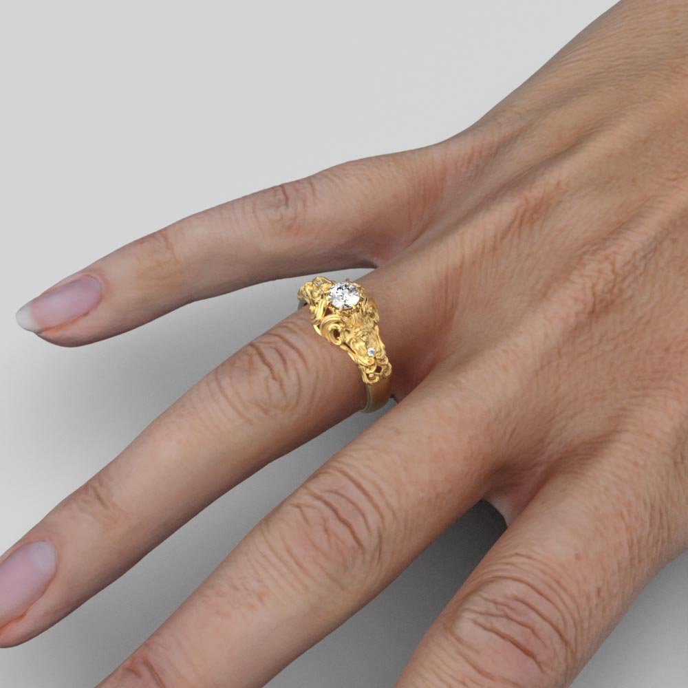 Renaissance Style Engagement Diamond Ring - Oltremare Gioielli