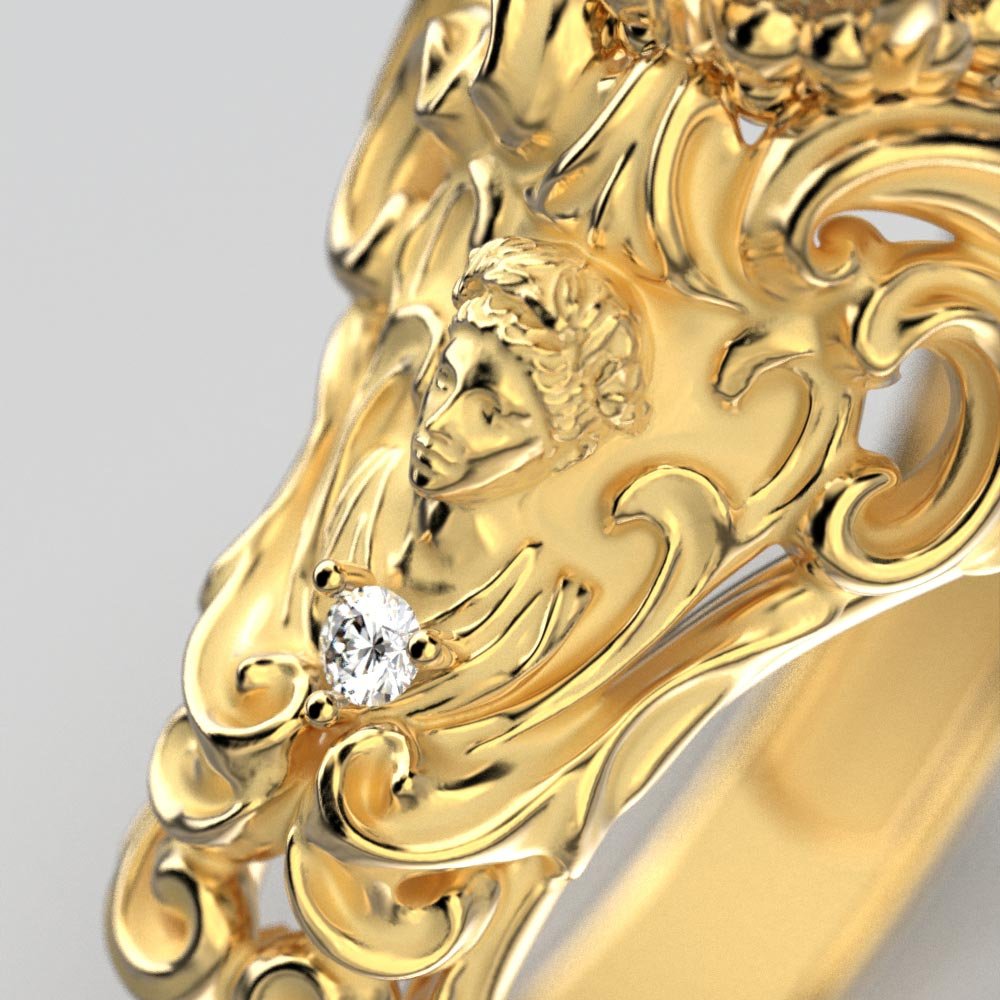 Renaissance Style Engagement Diamond Ring - Oltremare Gioielli
